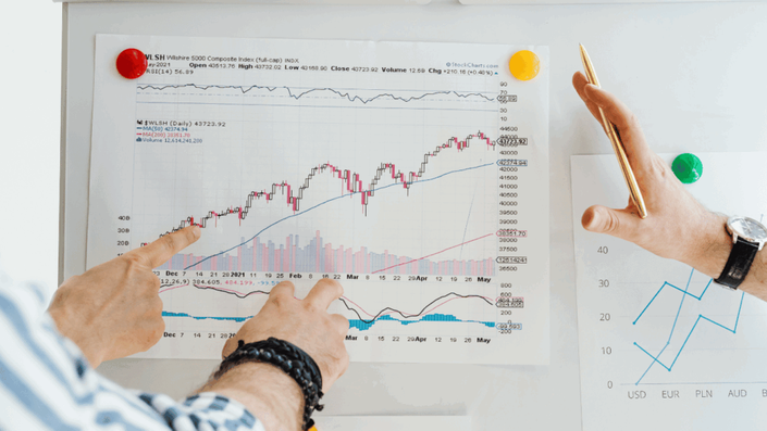 Financial chart analysis, showing market data trends, highlighting the importance of monitoring a balanced investment portfolio.